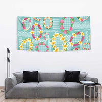 Hawaiian Leis Tapestry Kakau Tattoos and Palaka Pastel Teal Color LT03 - Polynesian Pride