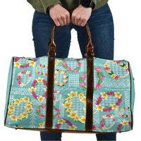 Hawaiian Leis Travel Bag Kakau Tattoos and Palaka Pastel Teal Color LT03 Teal - Polynesian Pride
