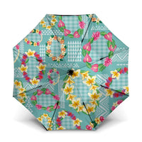Hawaiian Leis Umbrella Kakau Tattoos and Palaka Pastel Teal Color LT03 One Size Folded 11.42 inch Opened Diameter 37.4 inch Teal - Polynesian Pride