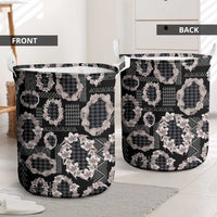 Hawaiian Leis Laundry Basket Kakau Tattoos and Palaka Pastel Grayscale LT03 - Polynesian Pride