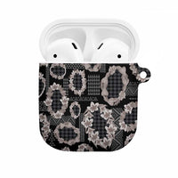 Hawaiian Leis AirPods Case Kakau Tattoos and Palaka Pastel Grayscale LT03 Black - Polynesian Pride