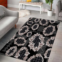 Hawaiian Leis Area Rug Kakau Tattoos and Palaka Pastel Grayscale LT03 - Polynesian Pride