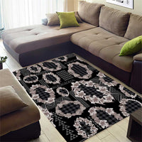 Hawaiian Leis Area Rug Kakau Tattoos and Palaka Pastel Grayscale LT03 - Polynesian Pride