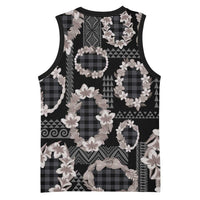 Hawaiian Leis Basketball Jersey Kakau Tattoos and Palaka Pastel Grayscale LT03 - Polynesian Pride