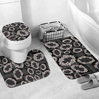 Hawaiian Leis Bathroom Set Kakau Tattoos and Palaka Pastel Grayscale LT03 Mat Set Only (3 pcs) One Size Black - Polynesian Pride