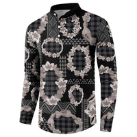 Hawaiian Leis Button Sweatshirt Kakau Tattoos and Palaka Pastel Grayscale LT03 - Polynesian Pride