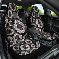 Hawaiian Leis Car Seat Cover Kakau Tattoos and Palaka Pastel Grayscale LT03 One Size Black - Polynesian Pride