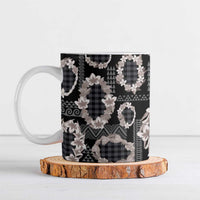 Hawaiian Leis Ceramic Mug Kakau Tattoos and Palaka Pastel Grayscale LT03 Black - Polynesian Pride
