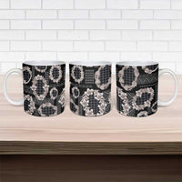 Hawaiian Leis Ceramic Mug Kakau Tattoos and Palaka Pastel Grayscale LT03 - Polynesian Pride