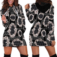 Hawaiian Leis Hoodie Dress Kakau Tattoos and Palaka Pastel Grayscale LT03 - Polynesian Pride