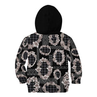 Hawaiian Leis Kid Hoodie Kakau Tattoos and Palaka Pastel Grayscale LT03 - Polynesian Pride