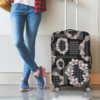 Hawaiian Leis Luggage Cover Kakau Tattoos and Palaka Pastel Grayscale LT03 - Polynesian Pride
