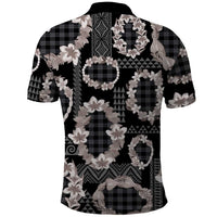 Hawaiian Leis Polo Shirt Kakau Tattoos and Palaka Pastel Grayscale LT03 - Polynesian Pride