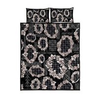 Hawaiian Leis Quilt Bed Set Kakau Tattoos and Palaka Pastel Grayscale LT03 - Polynesian Pride