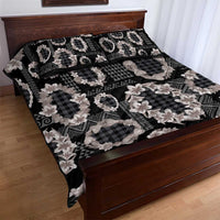 Hawaiian Leis Quilt Bed Set Kakau Tattoos and Palaka Pastel Grayscale LT03 - Polynesian Pride