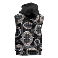Hawaiian Leis Sleeveless Zip Hoodie Kakau Tattoos and Palaka Pastel Grayscale LT03 - Polynesian Pride