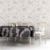 Hawaiian Leis Tablecloth Kakau Tattoos and Palaka Pastel Grayscale LT03 - Polynesian Pride