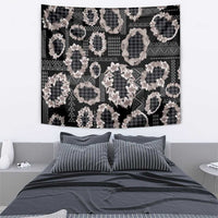 Hawaiian Leis Tapestry Kakau Tattoos and Palaka Pastel Grayscale LT03 - Polynesian Pride