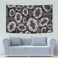 Hawaiian Leis Tapestry Kakau Tattoos and Palaka Pastel Grayscale LT03 - Polynesian Pride