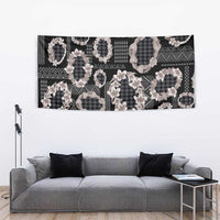 Hawaiian Leis Tapestry Kakau Tattoos and Palaka Pastel Grayscale LT03 - Polynesian Pride