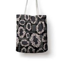 Hawaiian Leis Tote Bag Kakau Tattoos and Palaka Pastel Grayscale LT03 - Polynesian Pride