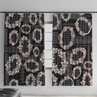 Hawaiian Leis Window Curtain Kakau Tattoos and Palaka Pastel Grayscale LT03 With Hooks Black - Polynesian Pride