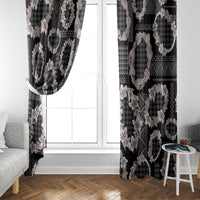 Hawaiian Leis Window Curtain Kakau Tattoos and Palaka Pastel Grayscale LT03 - Polynesian Pride