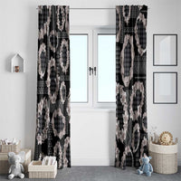 Hawaiian Leis Window Curtain Kakau Tattoos and Palaka Pastel Grayscale LT03 - Polynesian Pride