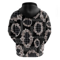 Hawaiian Leis Zip Hoodie Kakau Tattoos and Palaka Pastel Grayscale LT03 - Polynesian Pride