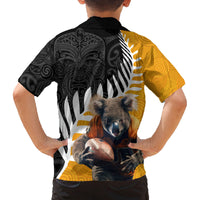 New Zealand and Australia Rugby Family Matching Off Shoulder Maxi Dress and Hawaiian Shirt Koala and Maori Warrior Together