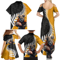 New Zealand and Australia Rugby Family Matching Summer Maxi Dress and Hawaiian Shirt Koala and Maori Warrior Together