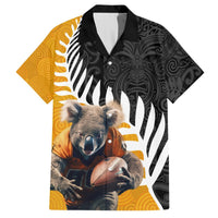 New Zealand and Australia Rugby Hawaiian Shirt Koala and Maori Warrior Together LT03 Black - Polynesian Pride
