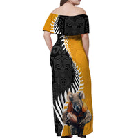 New Zealand and Australia Rugby Off Shoulder Maxi Dress Koala and Maori Warrior Together