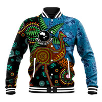 Fiji and Australia Baseball Jacket Palm Tree and Abogirinal Emu