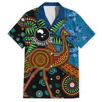 Fiji and Australia Hawaiian Shirt Palm Tree and Abogirinal Emu LT03 Blue - Polynesian Pride