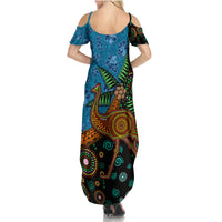 Fiji and Australia Summer Maxi Dress Palm Tree and Abogirinal Emu LT03 - Polynesian Pride