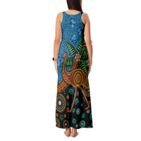 Fiji and Australia Tank Maxi Dress Palm Tree and Abogirinal Emu LT03 - Polynesian Pride