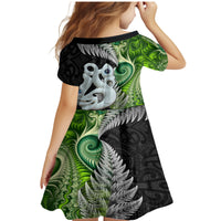 New Zealand Koru Natural Family Matching Mermaid Dress and Hawaiian Shirt Manaia and Silver Fern Maori Pattern
