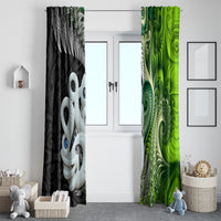 New Zealand Koru Natural Window Curtain Manaia and Silver Fern Maori Pattern