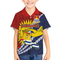 Kiribati Independence Day Family Matching Short Sleeve Bodycon Dress and Hawaiian Shirt Polynesian and Melanesian Art Tattoo