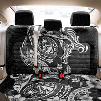 Guam Dolphins Tribal Tattoo Back Car Seat Cover Polynesian Art and Tropical Flower Grayscale