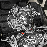 Guam Dolphins Tribal Tattoo Back Car Seat Cover Polynesian Art and Tropical Flower Grayscale