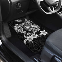 Guam Dolphins Tribal Tattoo Car Mats Polynesian Art and Tropical Flower Grayscale