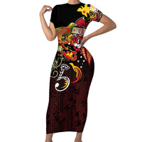 Papua New Guinea 2025 Short Sleeve Bodycon Dress 50th Independence Day Anniversary