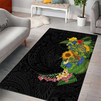 Hawaiian Tropical Plants and Chameleon Area Rug Polynesian Art Colorful - Polynesian Pride