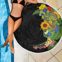 Hawaiian Tropical Plants and Chameleon Beach Blanket Polynesian Art Colorful LT03 - Polynesian Pride