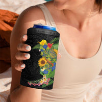 Hawaiian Tropical Plants and Chameleon 4 in 1 Can Cooler Tumbler Polynesian Art Colorful - Polynesian Pride