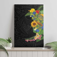 Hawaiian Tropical Plants and Chameleon Canvas Wall Art Polynesian Art Colorful LT03 - Polynesian Pride