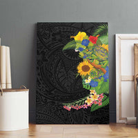 Hawaiian Tropical Plants and Chameleon Canvas Wall Art Polynesian Art Colorful LT03 - Polynesian Pride