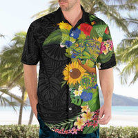 Hawaiian Tropical Plants and Chameleon Hawaiian Shirt Polynesian Art Colorful LT03 - Polynesian Pride